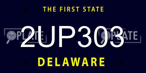 2UP303 Delaware License Plate