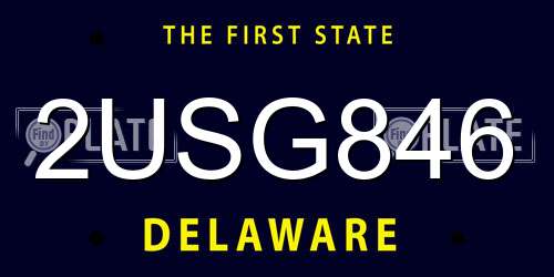 2USG846 Delaware License Plate