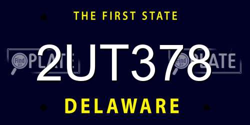 2UT378 Delaware License Plate