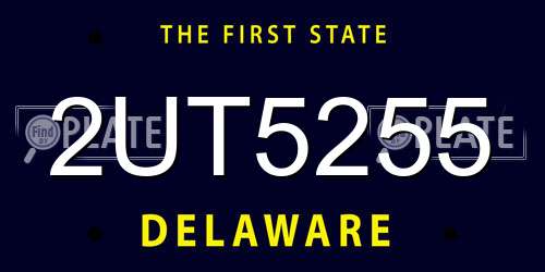 2UT5255 Delaware License Plate