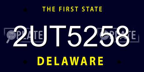 2UT5258 Delaware License Plate