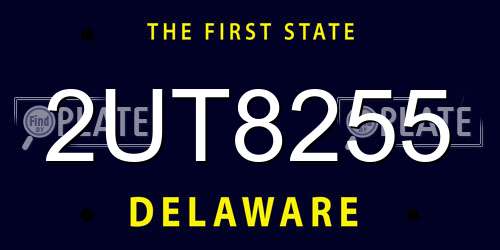 2UT8255 Delaware License Plate