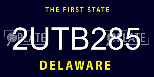 2UTB285 Delaware License Plate