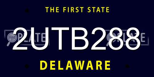 2UTB288 Delaware License Plate