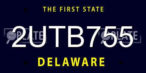 2UTB755 Delaware License Plate