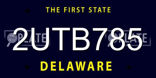 2UTB785 Delaware License Plate
