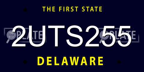2UTS255 Delaware License Plate
