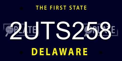 2UTS258 Delaware License Plate