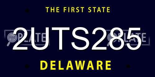 2UTS285 Delaware License Plate