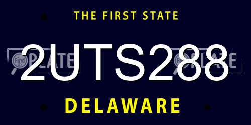 2UTS288 Delaware License Plate