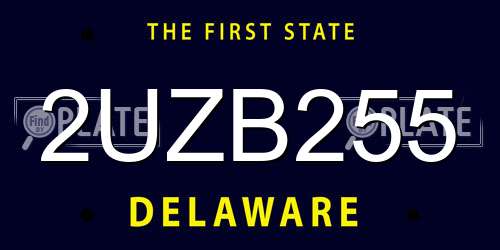 2UZB255 Delaware License Plate