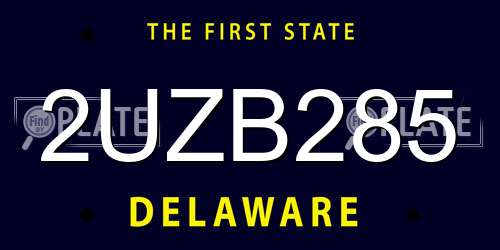 2UZB285 Delaware License Plate