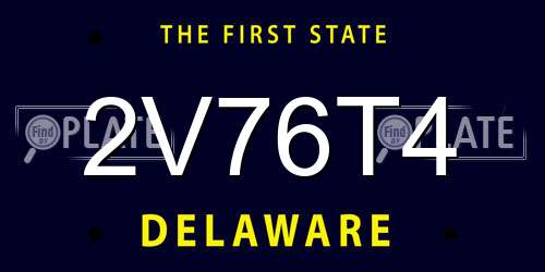 2V76T4 Delaware License Plate