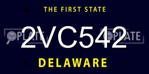2VC542 Delaware License Plate
