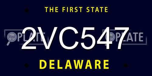 2VC547 Delaware License Plate