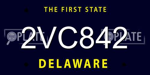 2VC842 Delaware License Plate