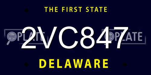 2VC847 Delaware License Plate