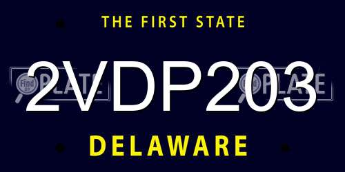 2VDP203 Delaware License Plate