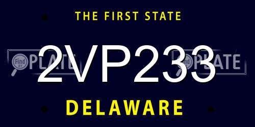2VP233 Delaware License Plate