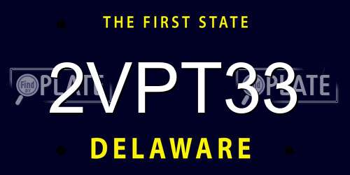 2VPT33 Delaware License Plate