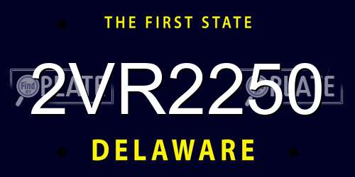 2VR2250 Delaware License Plate