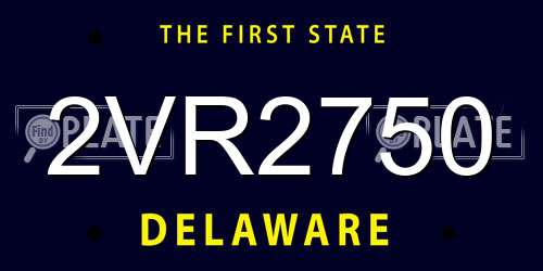 2VR2750 Delaware License Plate