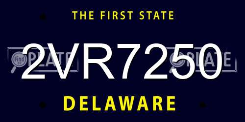 2VR7250 Delaware License Plate