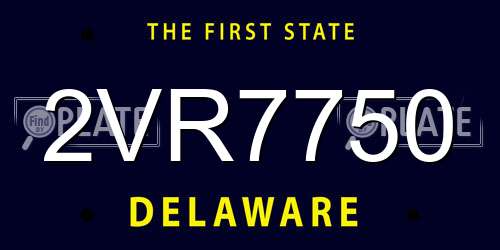 2VR7750 Delaware License Plate