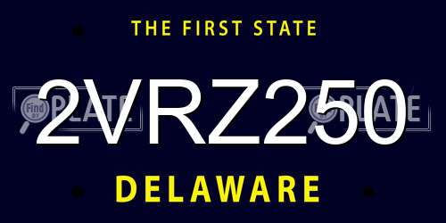 2VRZ250 Delaware License Plate