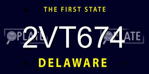2VT674 Delaware License Plate