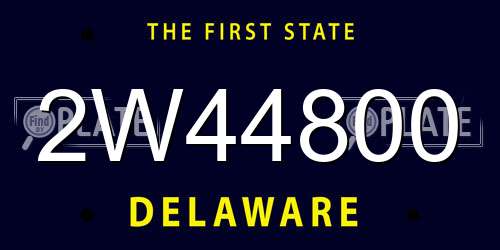 2W44800 Delaware License Plate