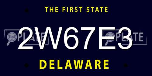 2W67E3 Delaware License Plate