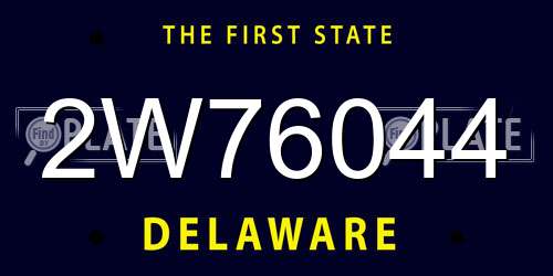 2W76044 Delaware License Plate