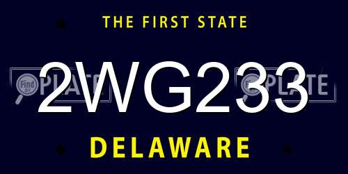 2WG233 Delaware License Plate