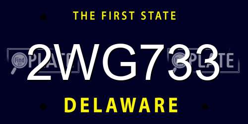 2WG733 Delaware License Plate