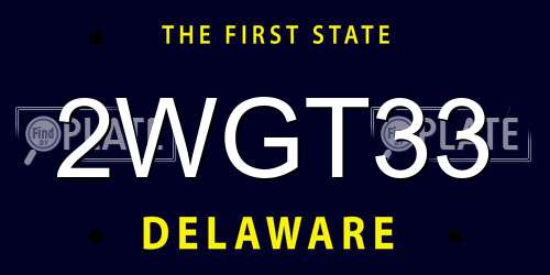 2WGT33 Delaware License Plate
