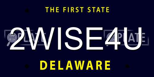 2WISE4U Delaware License Plate