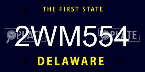 2WM554 Delaware License Plate