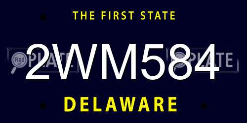 2WM584 Delaware License Plate