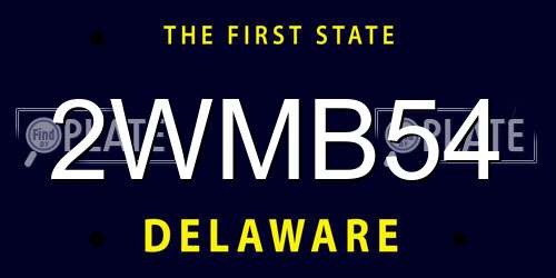2WMB54 Delaware License Plate
