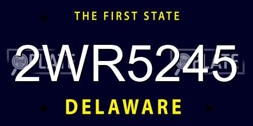 2WR5245 Delaware License Plate