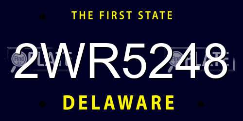 2WR5248 Delaware License Plate