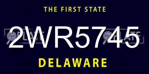 2WR5745 Delaware License Plate