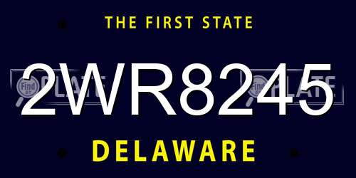2WR8245 Delaware License Plate