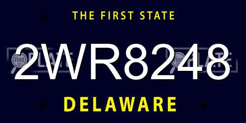 2WR8248 Delaware License Plate