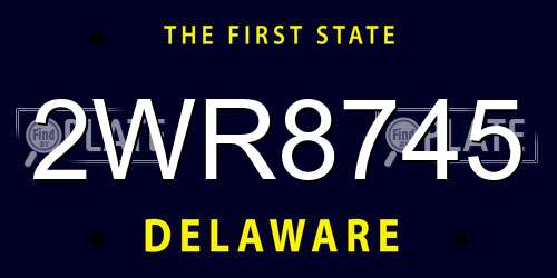 2WR8745 Delaware License Plate