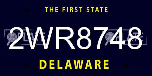 2WR8748 Delaware License Plate