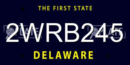 2WRB245 Delaware License Plate