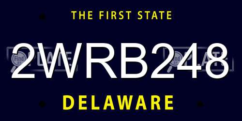 2WRB248 Delaware License Plate