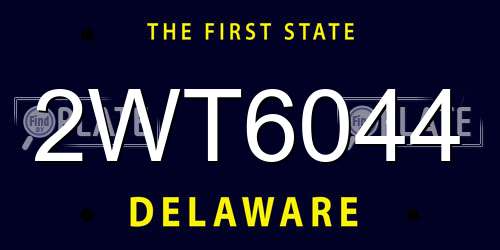 2WT6044 Delaware License Plate
